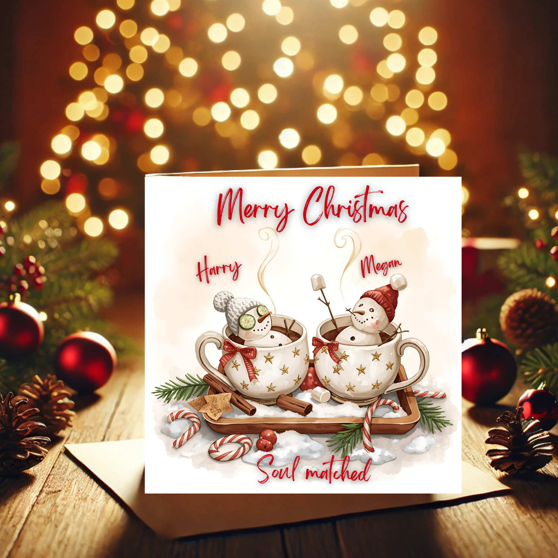 Couple Christmas Card Personalised Sweet Romantic Holiday Card Love Card