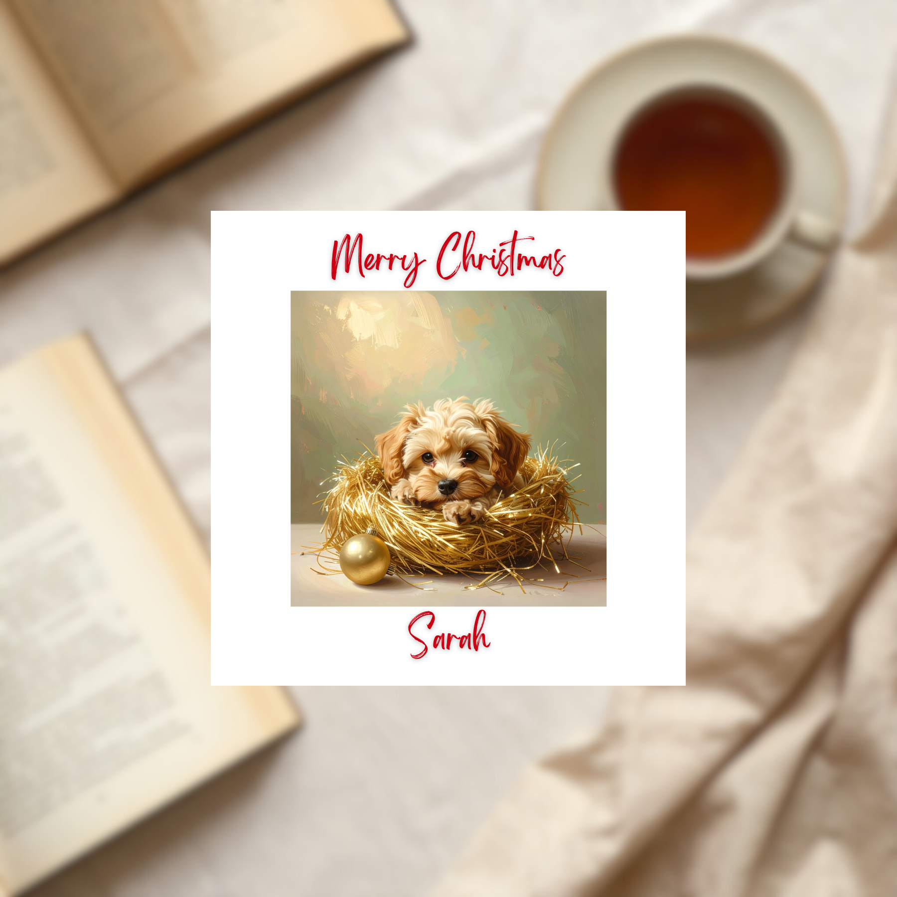 Cute Dog Xmas Card Personalised Gift For Pet Owners Kids Family Or Friends
