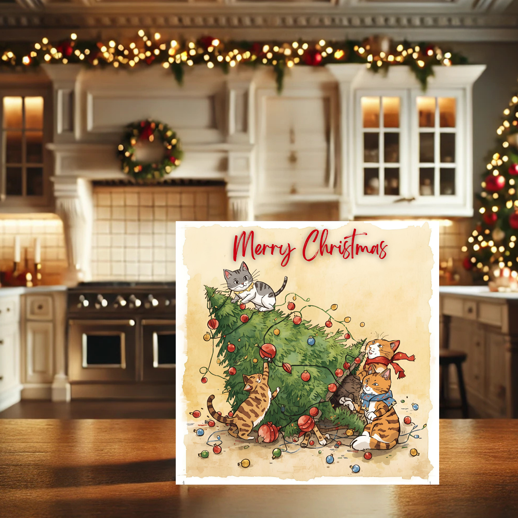 Daughter Christmas Card with Personalised Front Title, Lovely Christmas Pet Card