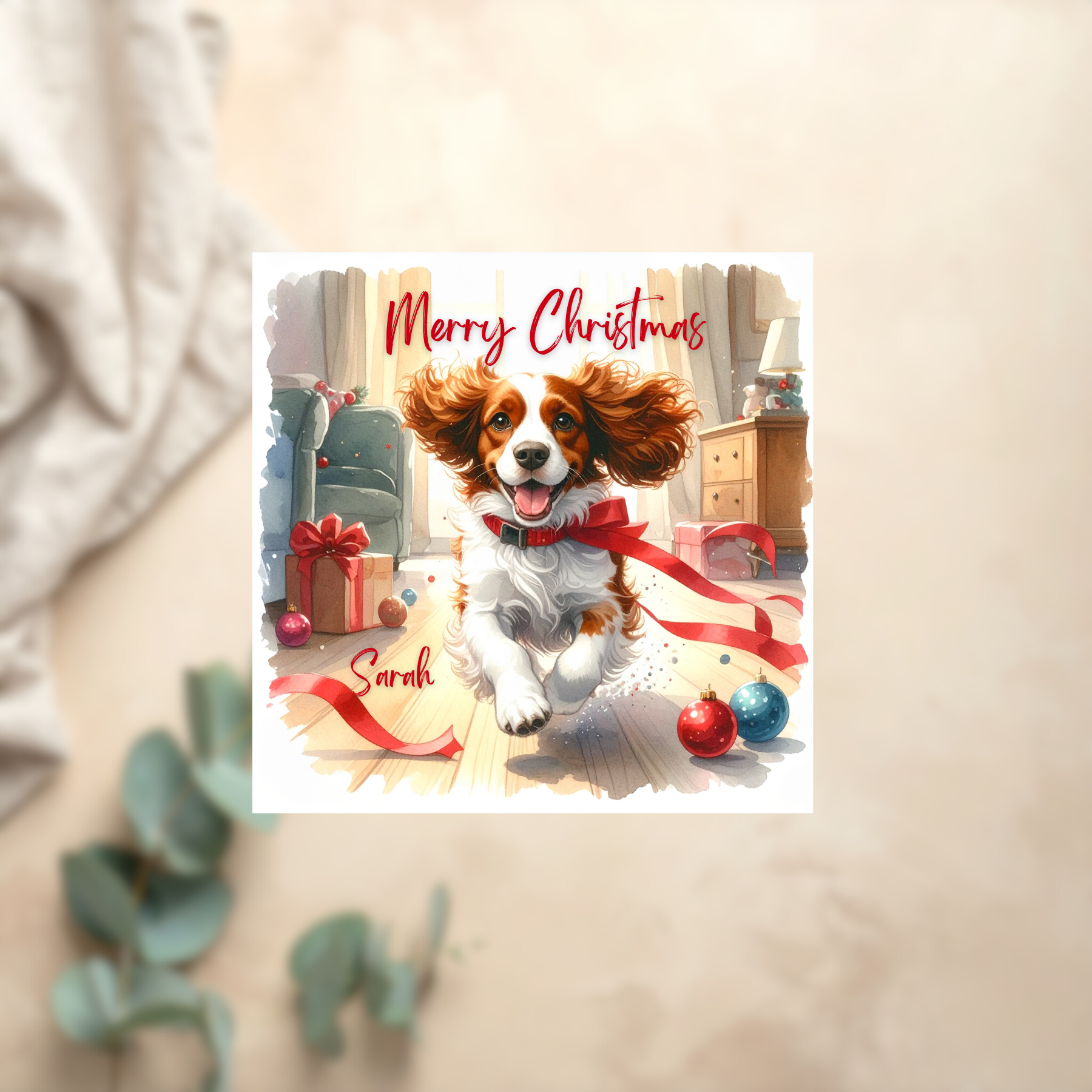 Cute Dog Christmas Card, Personalised Puppy Xmas Card, Dog Mum Gift, Dog Dad