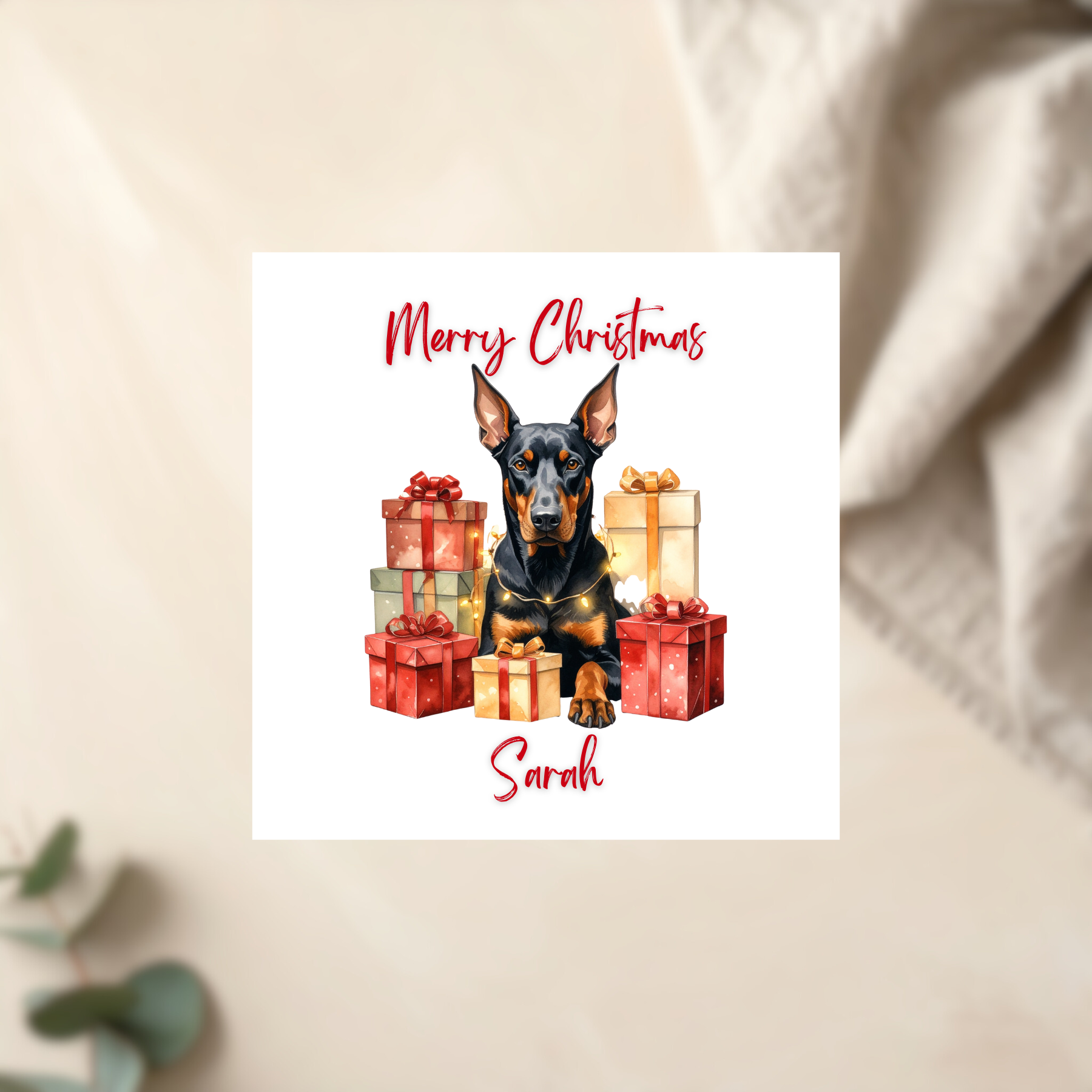 Dog Holiday Card Personalised Sweet Festive Gift For Pet Owner Or Friend