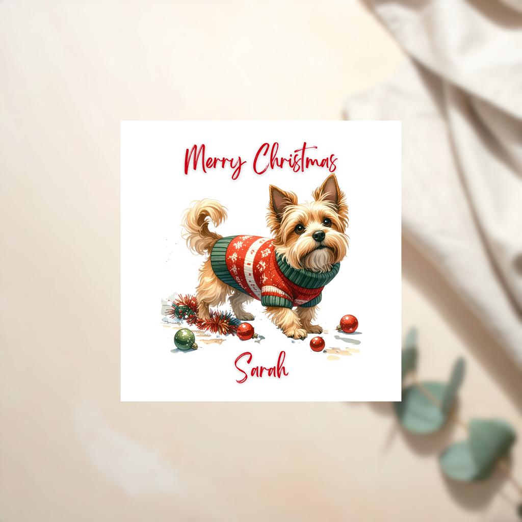 Cute Dog Christmas Card Gift For Pet Loving Mum Dad Friend Son Or Daughter