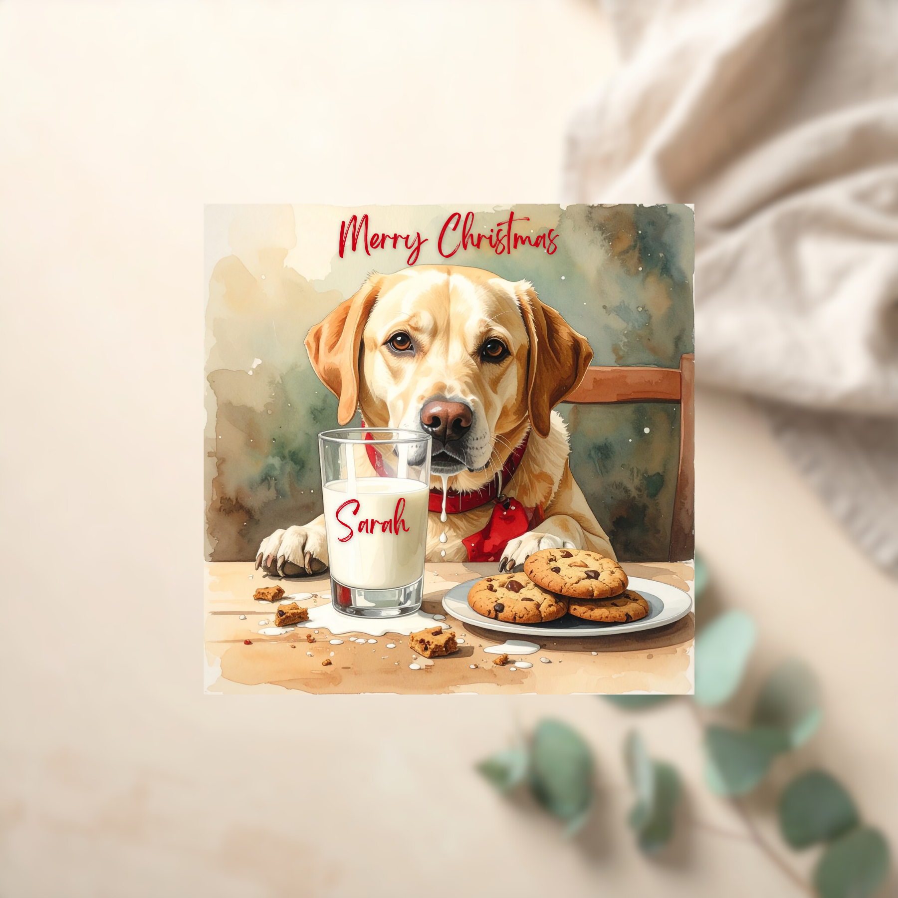 Christmas Dog Card, Personalised Puppy Card, Pet Xmas Greeting, Dog Mum