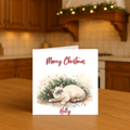 Daughter Christmas Card Personalised Kids Cat Card Warm Snowy Illustration