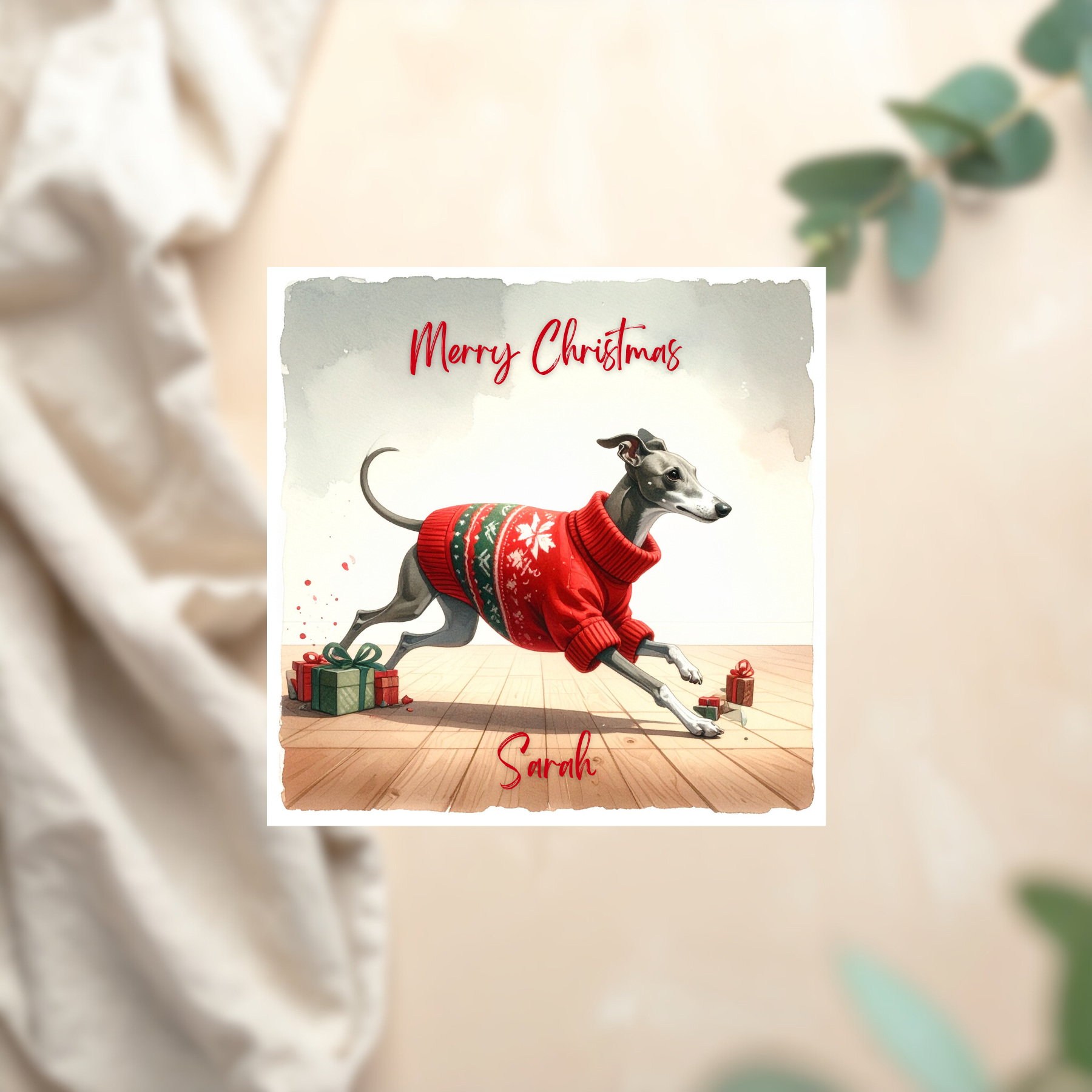 Cute Personalised Dog Xmas Card Funny Holiday Gift For Pet Owners
