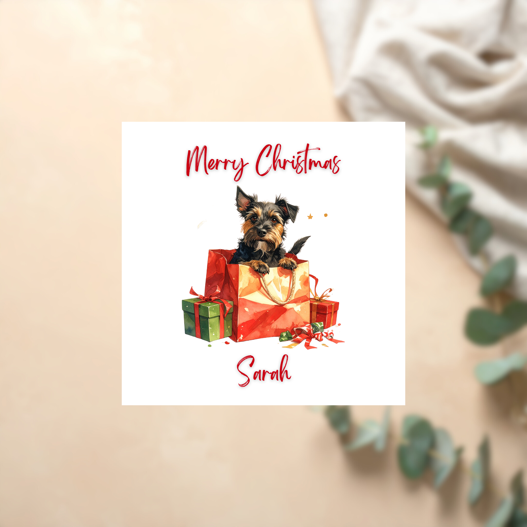 Custom Dog Xmas Card With Message Holiday Gift For Mum Dad Or Pet Lover
