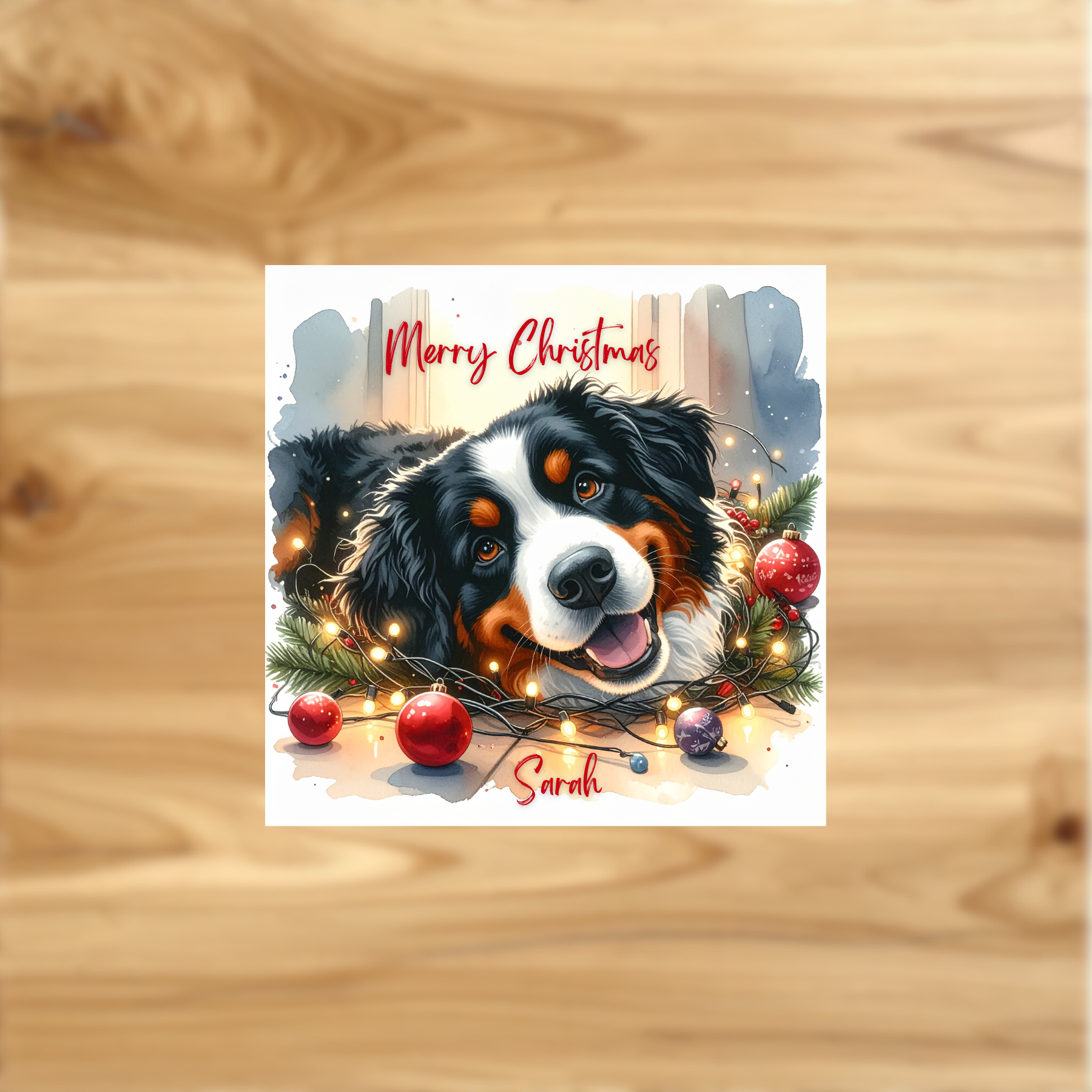 Dog Christmas Gift Card, Puppy Xmas Greeting, Personalised Pet Holiday Card, Mom