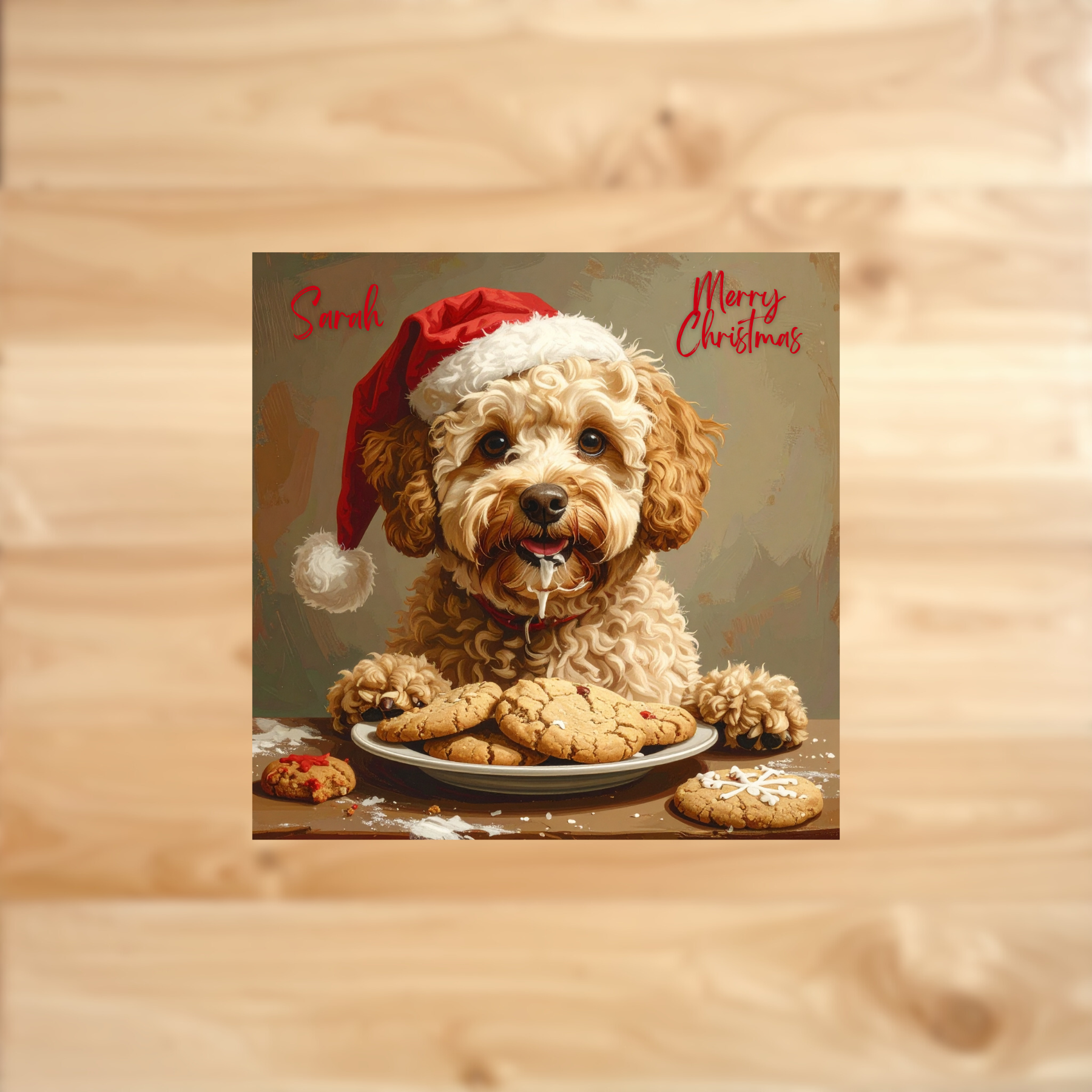 Dog Mum Christmas Card, Dog Dad Holiday Card, Personalised Puppy Xmas, Cute Dog