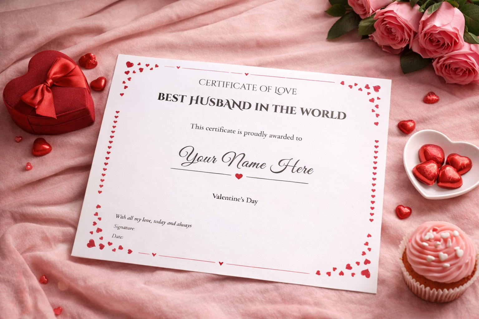 Personalised Valentine’s Day Love Certificate Gift for Boyfriend Girlfriend